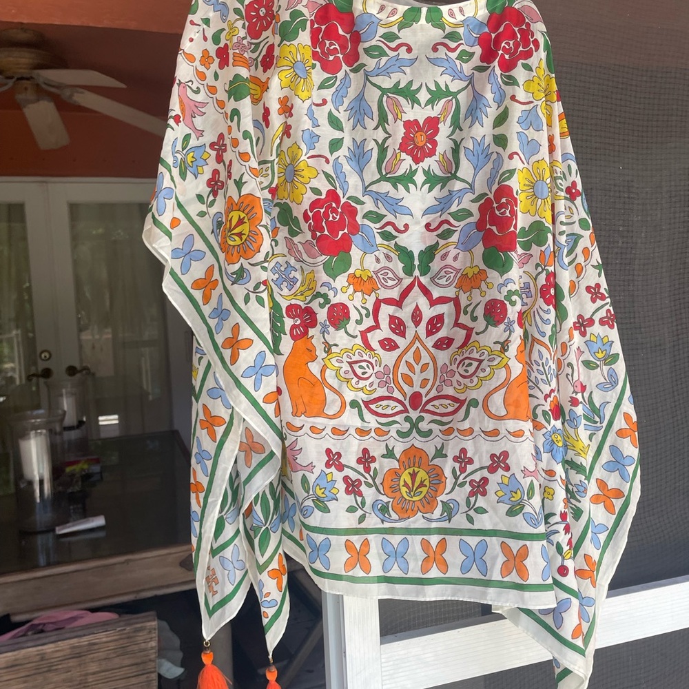 Tory Burch Colorful Floral Scarf